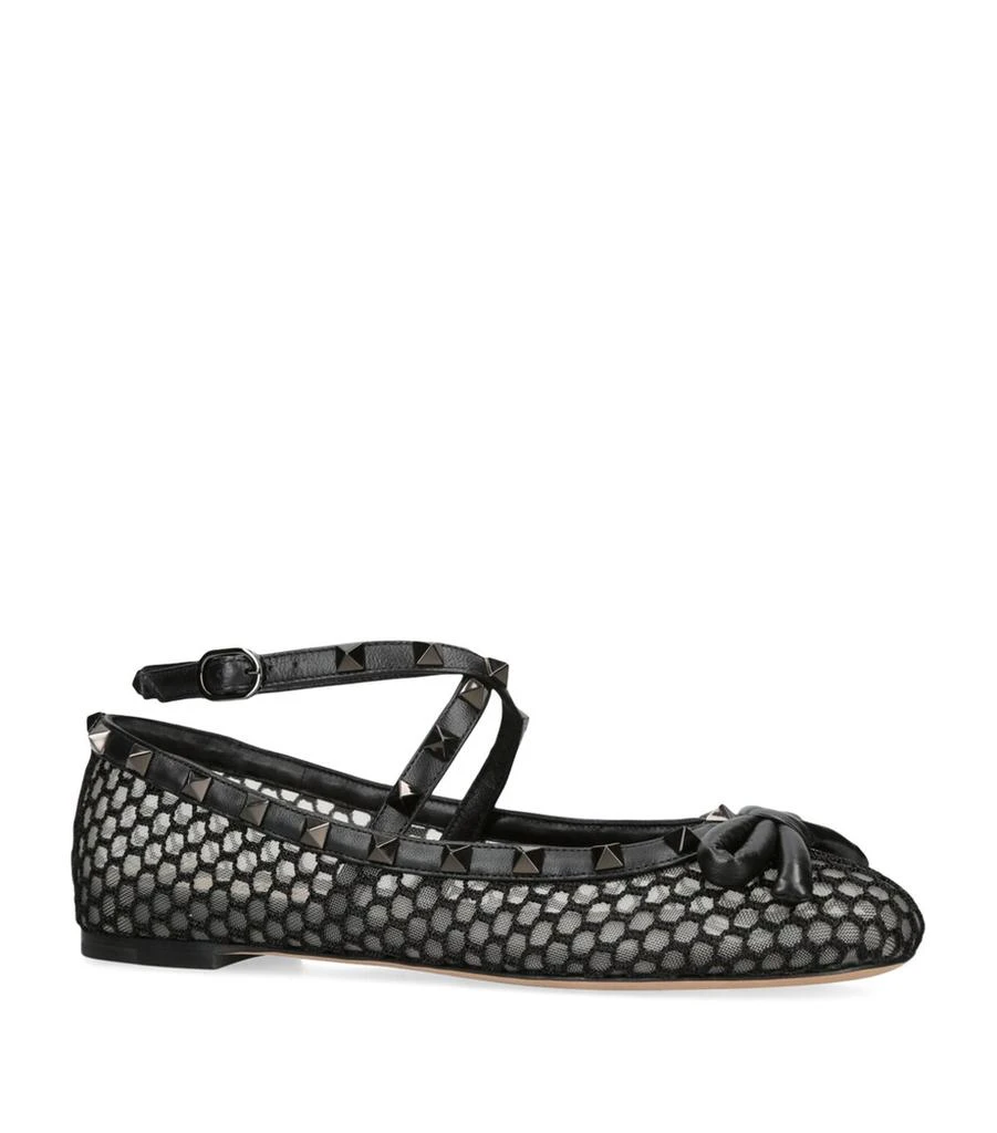 Valentino Rockstud Mesh Ballerina Flats 3
