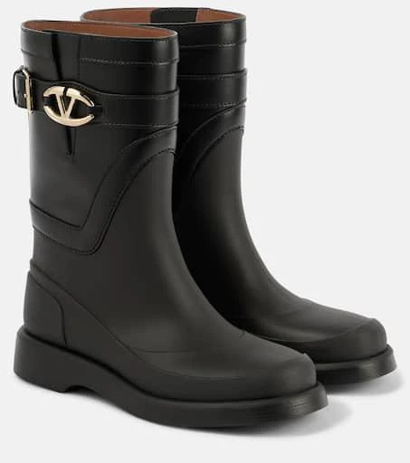 Valentino VGold leather-trimmed rain boots 1
