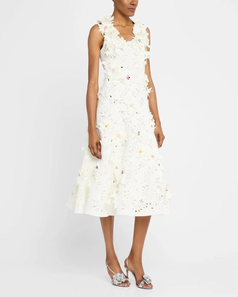 Badgley Mischka Sleeveless Cutout Floral Applique Midi Dress 4