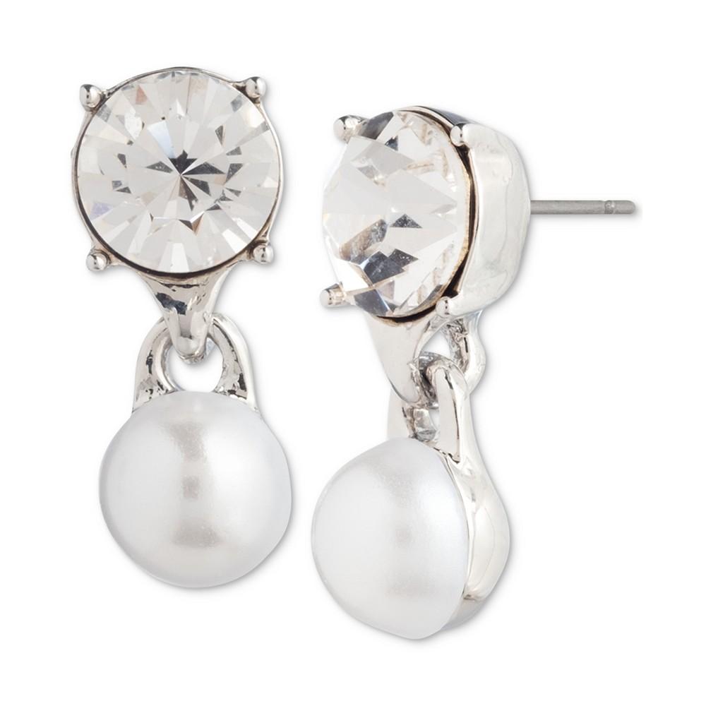 Givenchy Silver-Tone Crystal & Imitation Pearl Drop Earrings