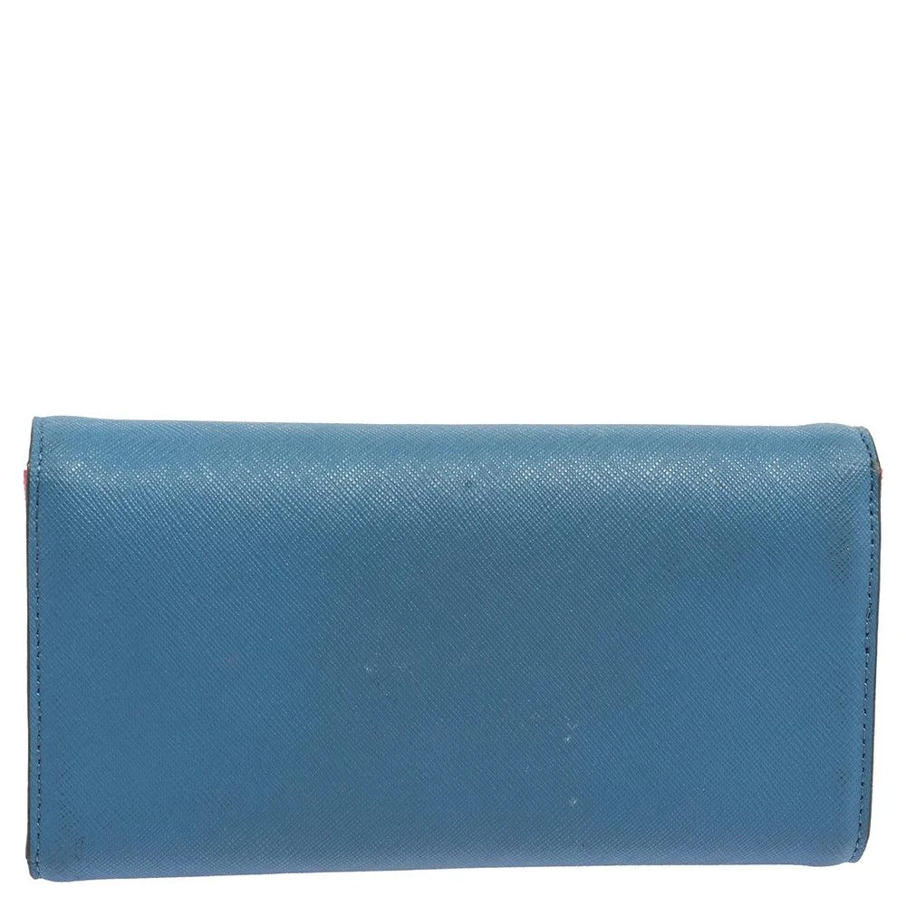 DKNY Dkny Blue/pink Leather Long Trifold Wallet 3