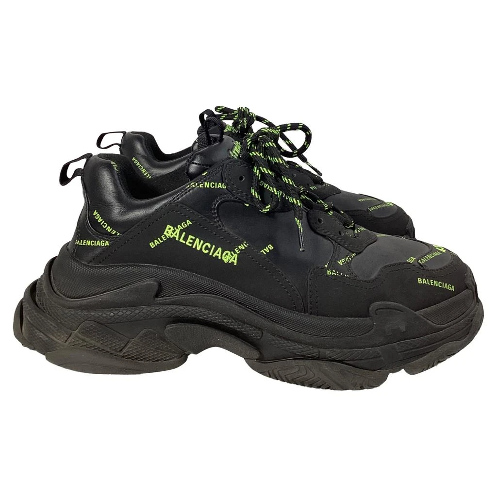 Balenciaga Triple S All Over Logo Sneakers in Black Leather 1