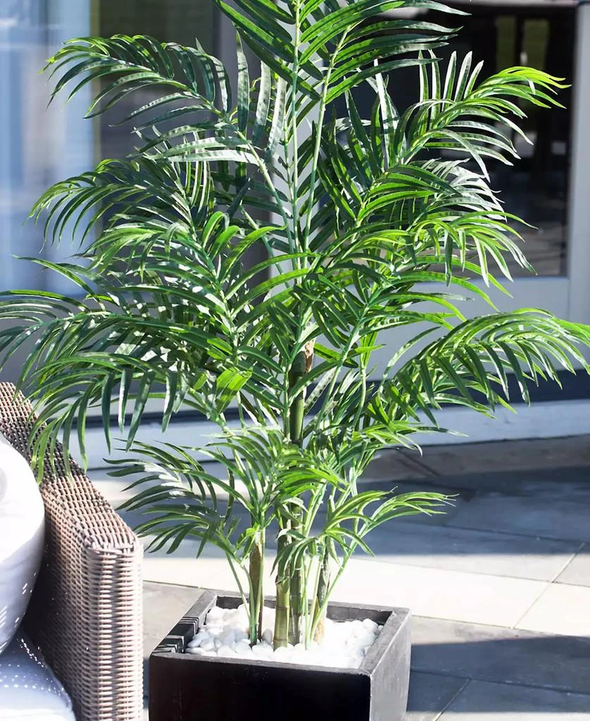 NEARLY NATURAL 4.5
 Areca Palm UV-Resistant Indoor/Outdoor Artificial Tree in Black-Washed Planter 8