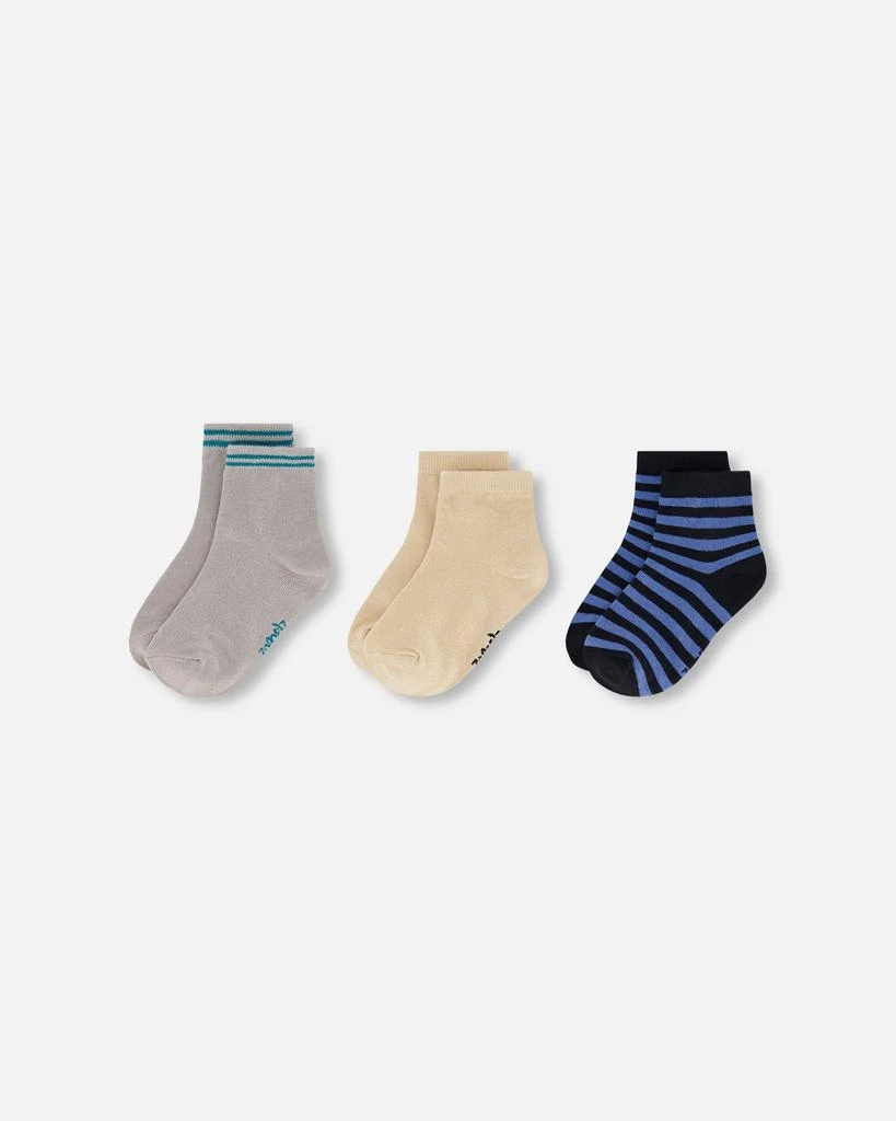 Deux par Deux Socks (3 Pairs) Set Striped Blue and Black 2