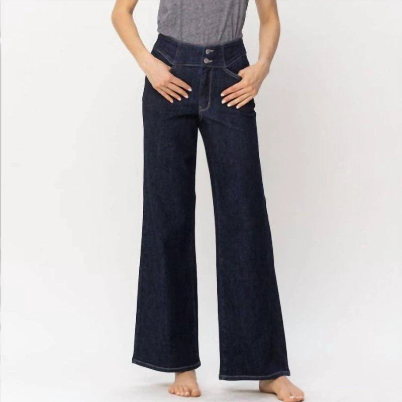 Judy Blue Wide Leg Geo Dark Wash 1