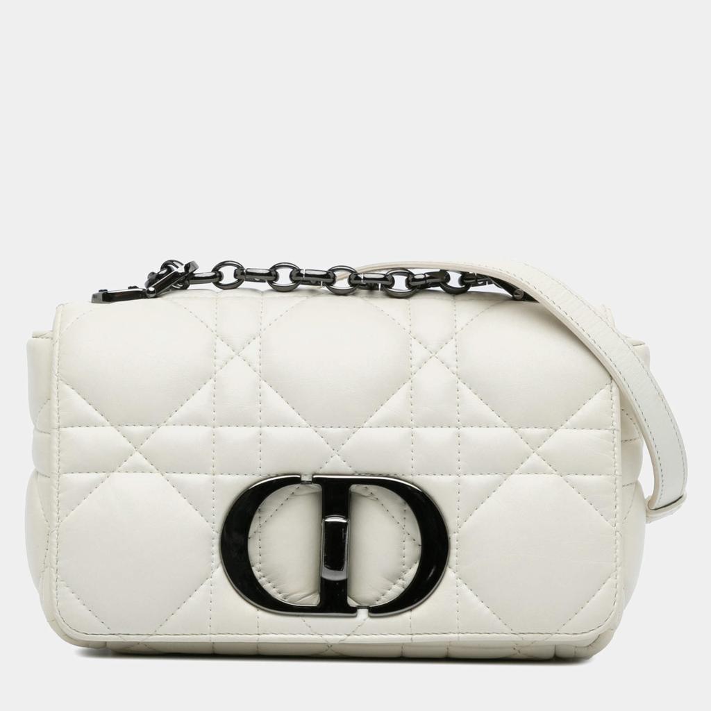 Dior Dior White Small Lambskin Macrocannage Caro Bag