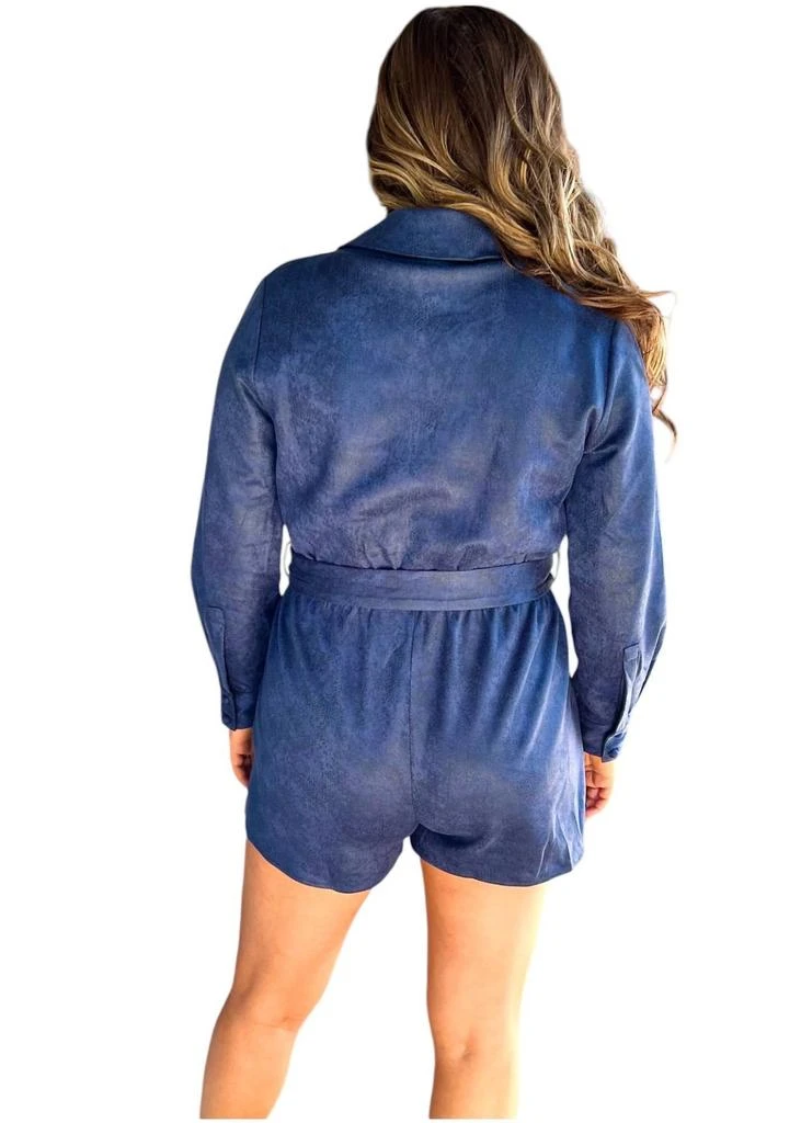 Sincerely Ours Suede Romper In Blue 3