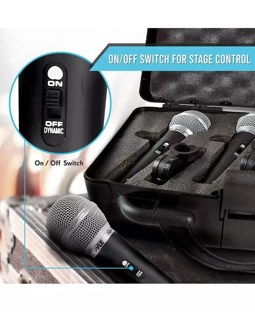 Pyle Dynamic Microphone Kit with 3 Handheld Mics, XLR Cables 
Pop Filters 5
