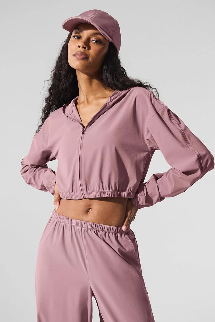 Alo Cropped Breezy Full-Zip Hoodie - Smoky Quartz 3
