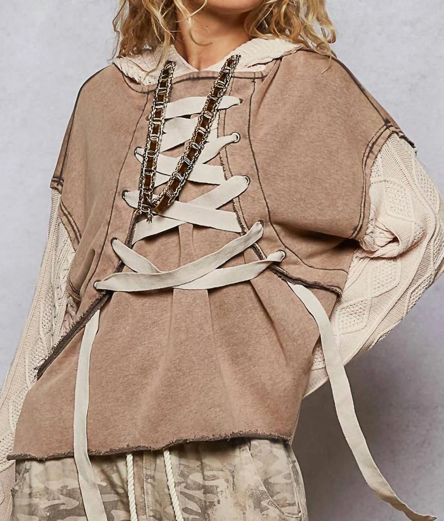 POL Pol - Sweater Top With Lace Down Detail Top