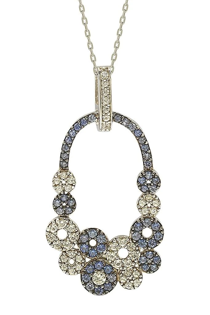 Suzy Levian Blue Sapphire, Created White Sapphire, 
Brown Diamond Pendant Necklace - 0.02ct.