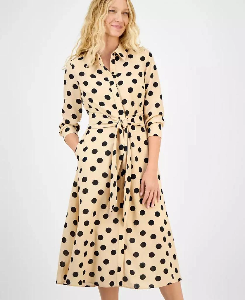 julia jordan Women's Dot-Print Tie-Waist Shirtdress 3