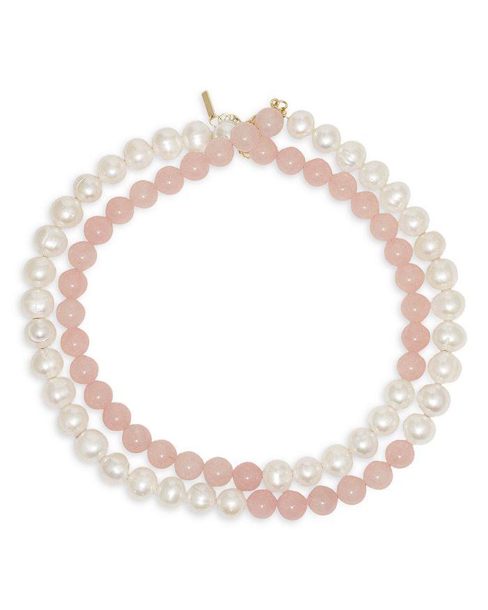 Completedworks Gemstone & Cultured Freshwater Pearl Beaded Collar Necklace in 14K Gold Plated Sterling Silver, 14.5"