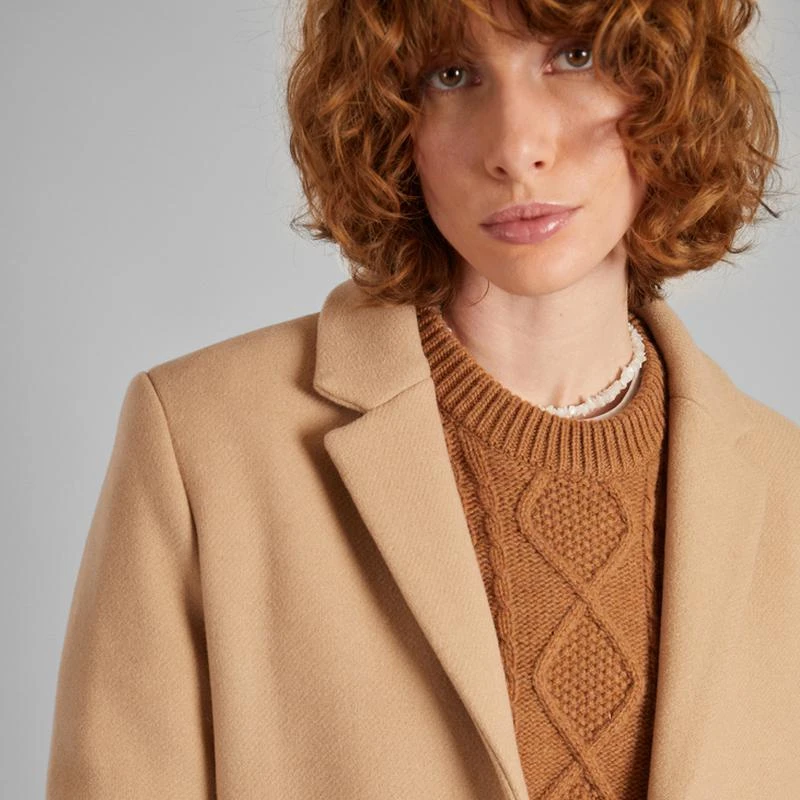 L'Exception Paris Straight coat in new wool made in France Sable L'EXCEPTION PARIS 4