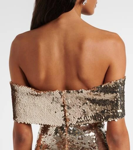 Self Portrait Off-shoulder sequined minidress 5