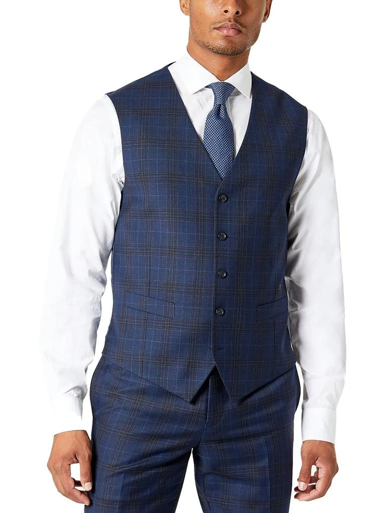 Tallia Men's Slim Fit Plaid Suit Vest Gray Size Medium main image 0