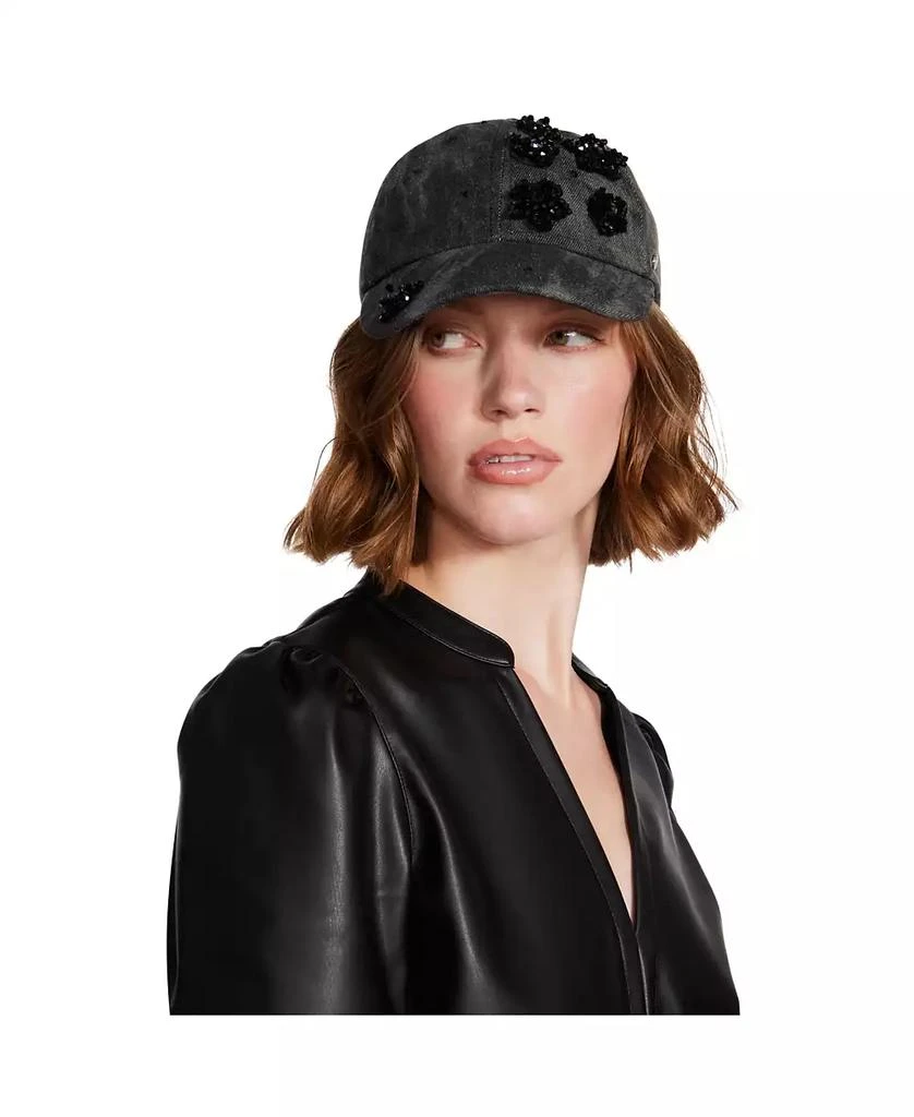 Steve Madden Denim Floral Embellishment Baseball Hat 4