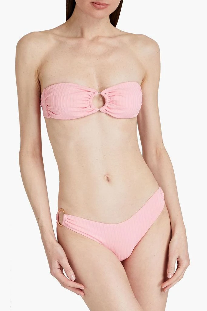 MELISSA ODABASH Evita ring-embellished ribbed bandeau bikini top 2