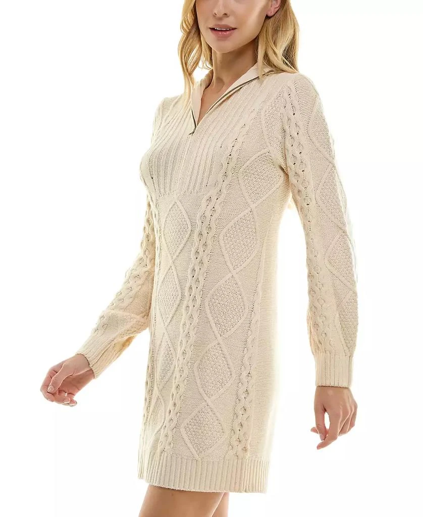 Crystal Doll Juniors' Zip-Neck Cable Knit Sweater Dress 2