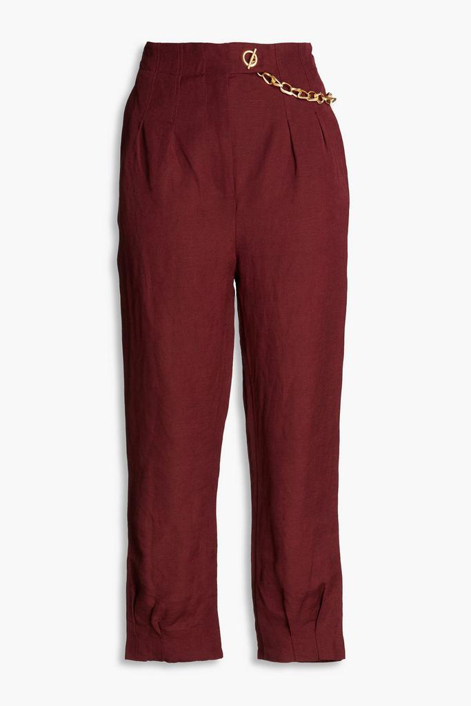 AJE. Annabelle chain-embellished linen-blend tapered pants