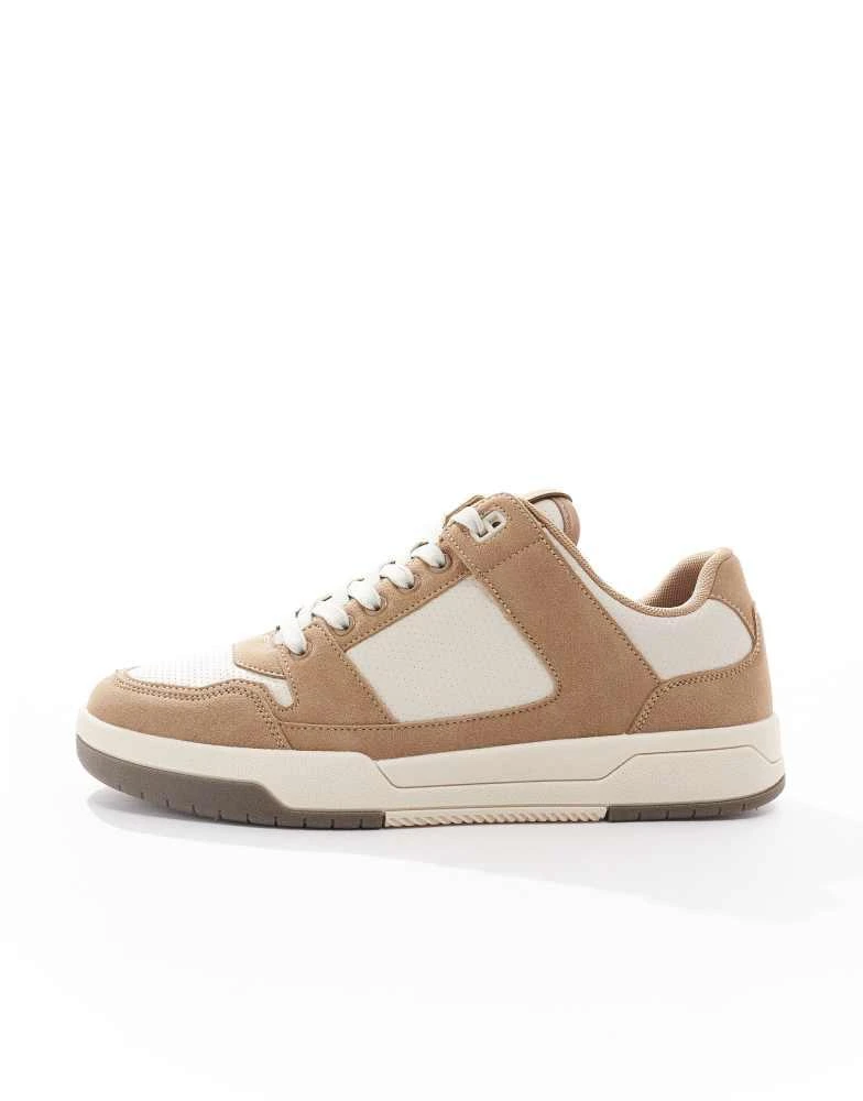 ASOS ASOS DESIGN lace up trainers in stone with gum sole 2