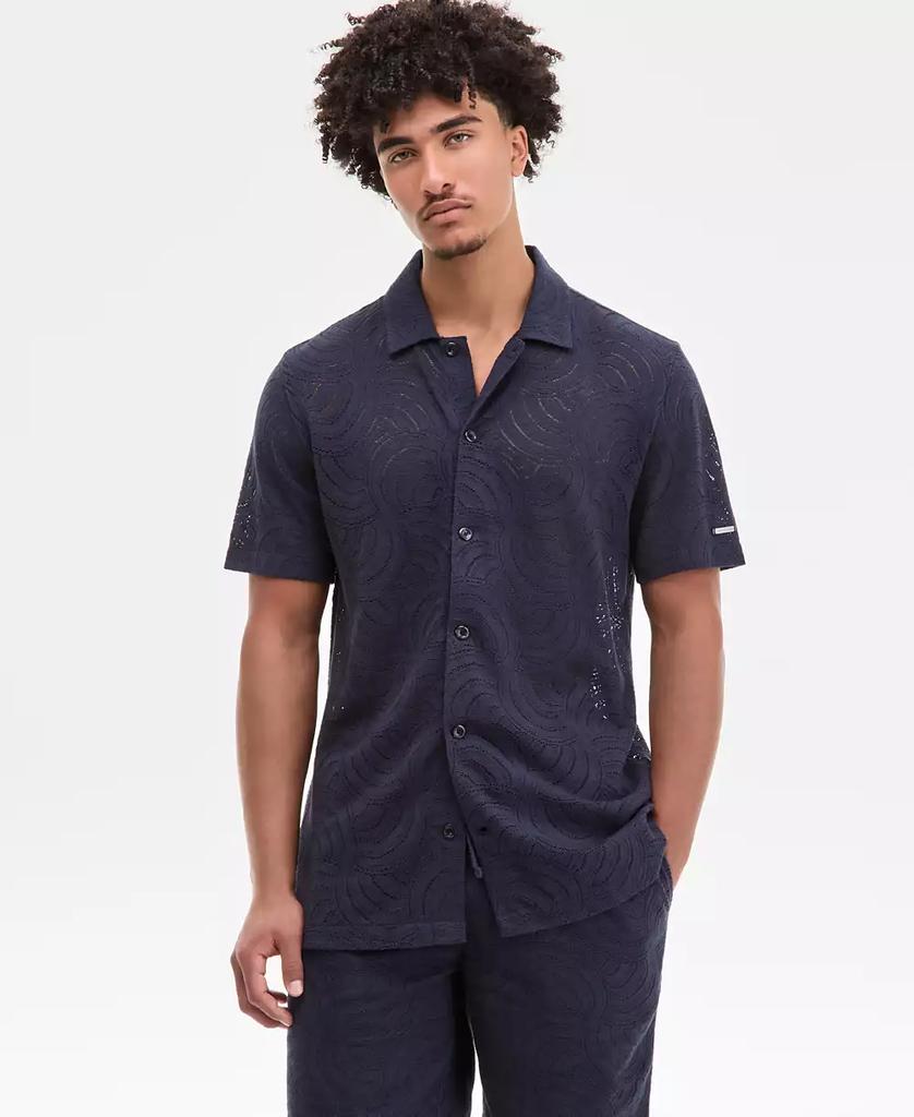 Karl Lagerfeld Paris Men's Open-Weave Jacquard Shirt