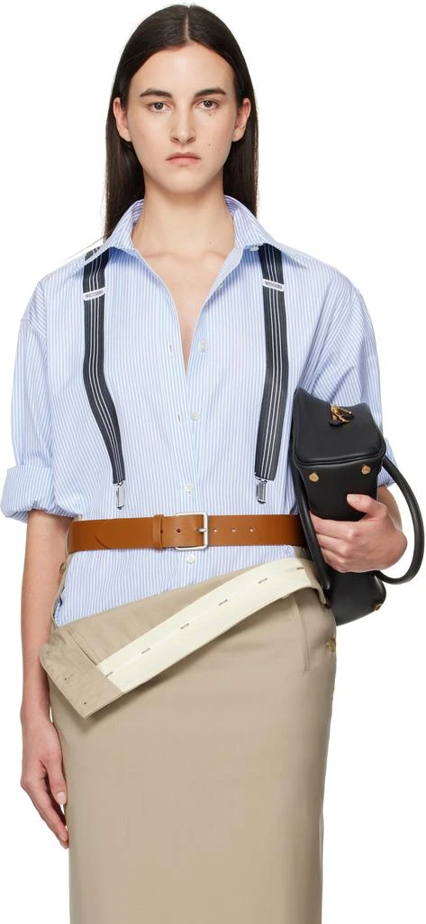 Moschino Blue Striped Suspenders Shirt 1