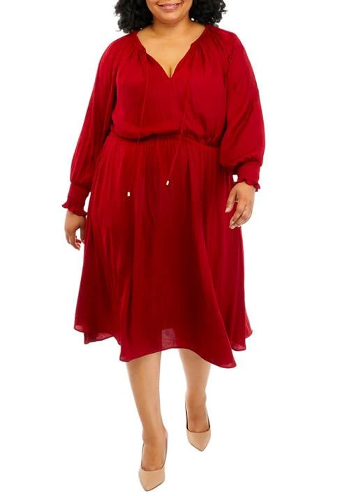 Tahari Tahari Plus Size Split Neck Airflow Dress 1