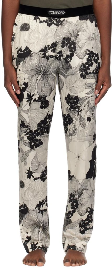 Tom Ford Black & Off-White Floral Pyjama Pants 1