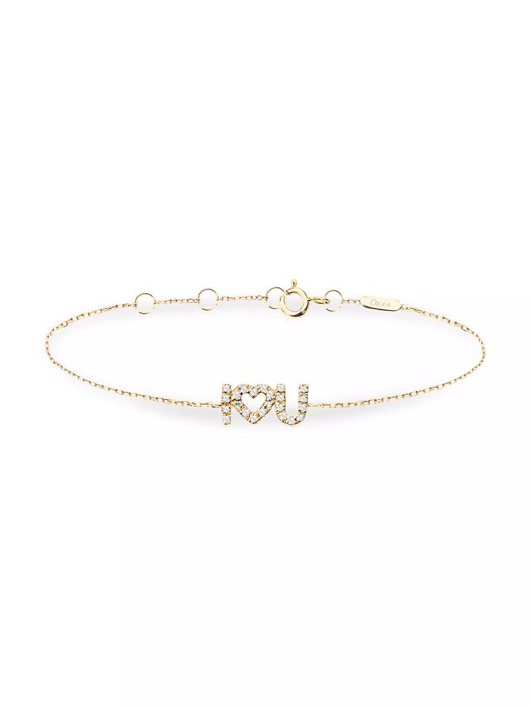DJULA 18K Yellow Gold & Diamond 'I Love U' Chain Bracelet