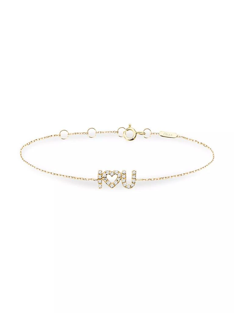 DJULA 18K Yellow Gold & Diamond 'I Love U' Chain Bracelet 1