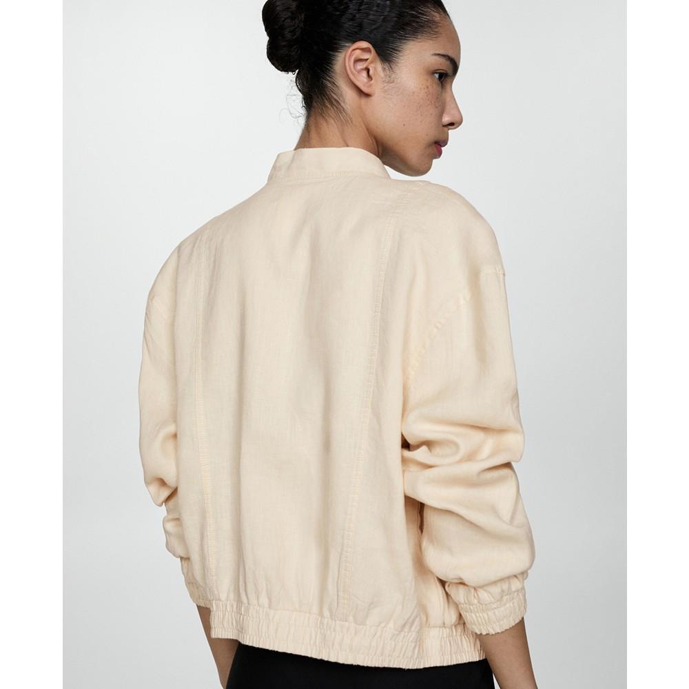 MANGO Women's Buttons Linen-Blend Jacket