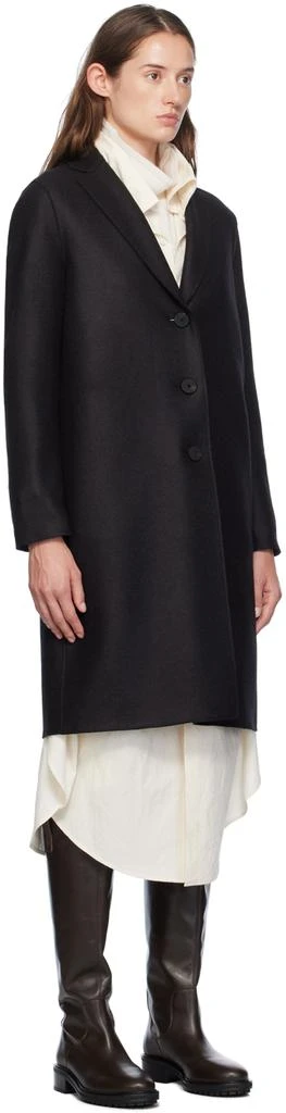 Harris Wharf London Black Pressed Wool Overcoat 2