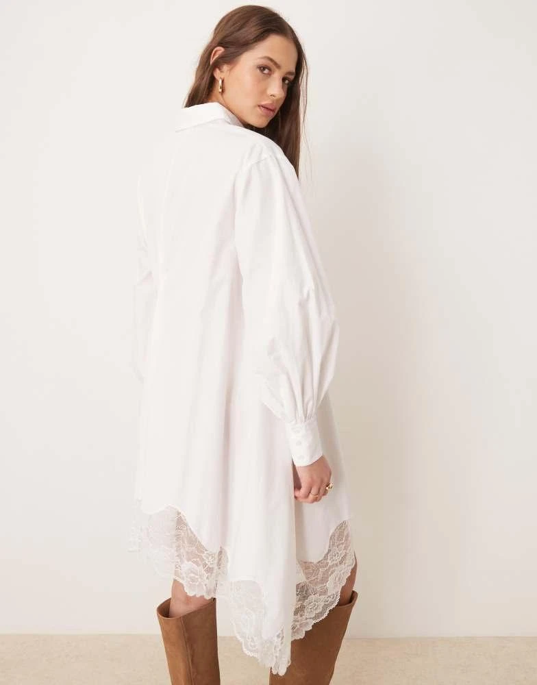 Shop ASOS DESIGN shirt dress with side tie and lace asymmetric hem in white  on Sale at BeyondStyle  Get 10% Off ASOS DESIGN shirt dress with side tie  and lace asymmetric