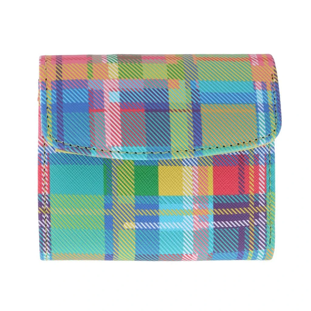 Buxton Women's Madras Vegan Leather Slot Coin Purse 1