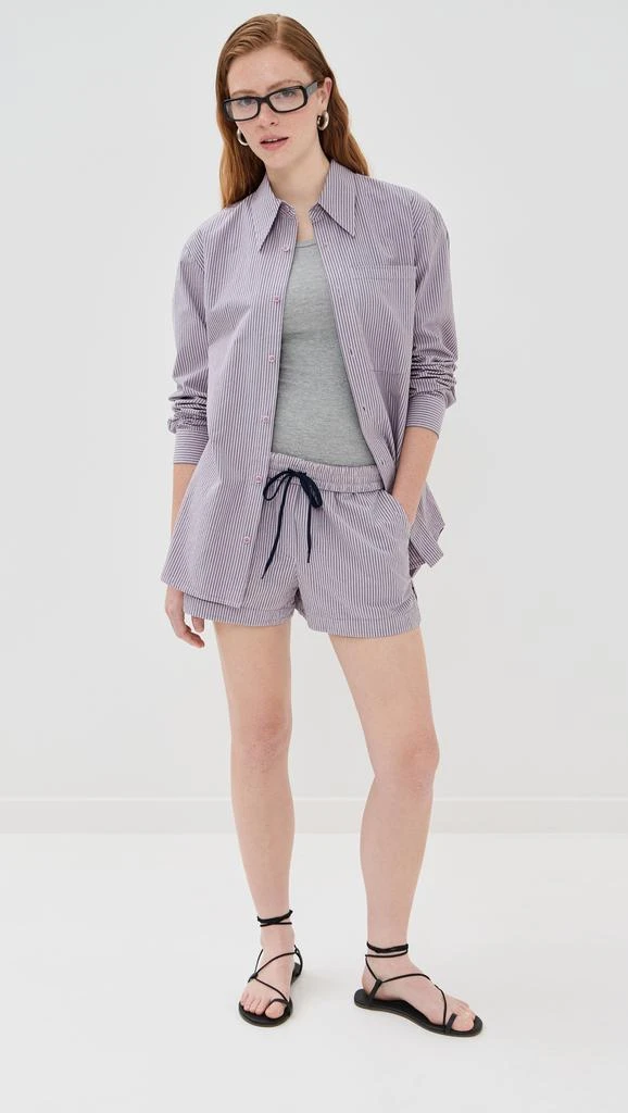 Tibi Garment Dyed Seersucker Pull On Shorts 4