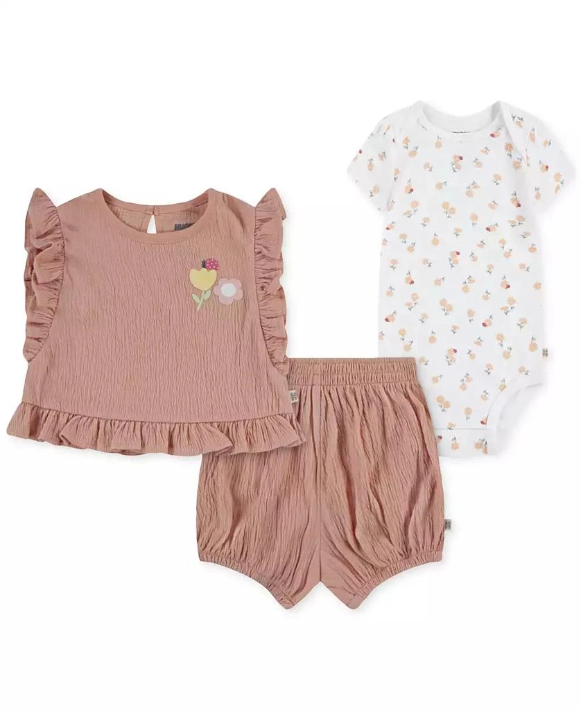 Huggies Baby Girls Bodysuit, Top & Shorts, 3 Piece Set 1