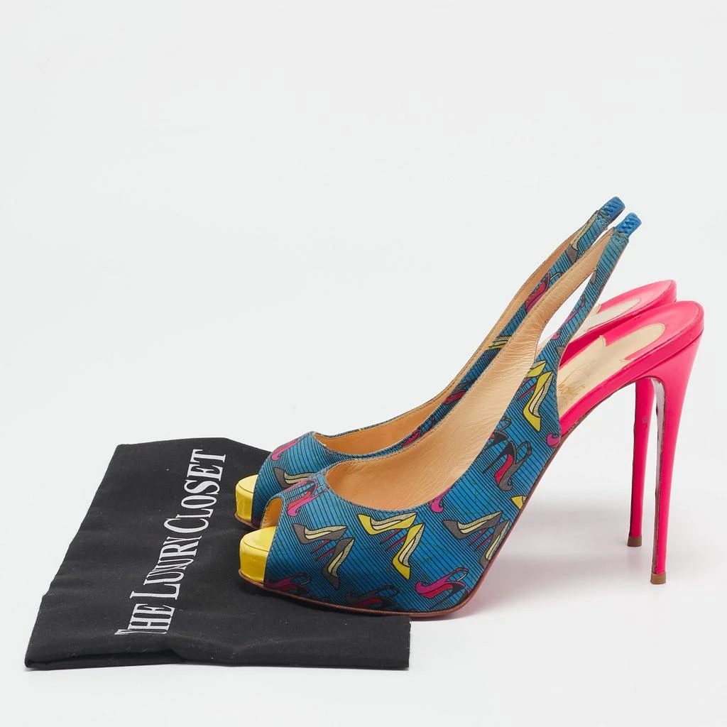 Christian Louboutin Christian Louboutin Multicolor Printed Fabric Private Number Slingback Pumps Size 39 9