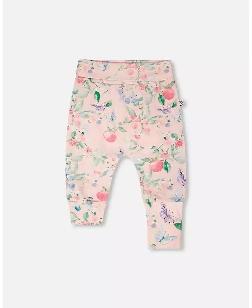 Deux par Deux Baby Girls Cotton Jersey Evolutive Pants Pink Printed Berries