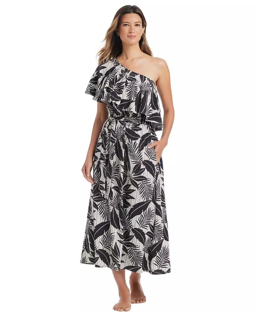 Bleu Rod Beattie Women's Island Time One-Shoulder Ruffled Midi Dress