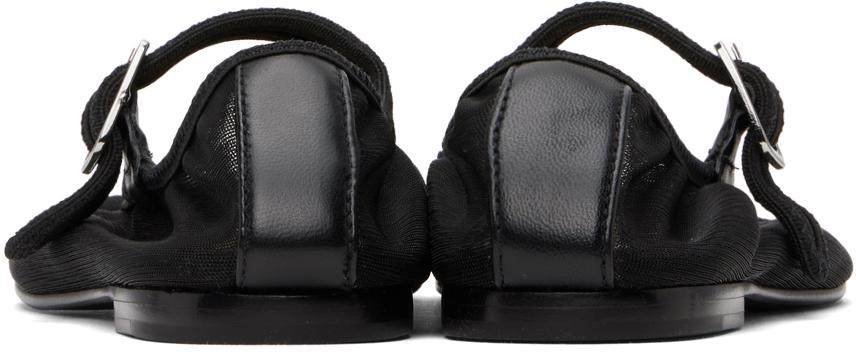 Sandy Liang SSENSE Exclusive Black Mary Jane Mesh Ballerina Flats