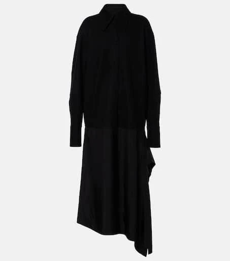 Jil Sander Asymmetric wool-trimmed shirt dress 1