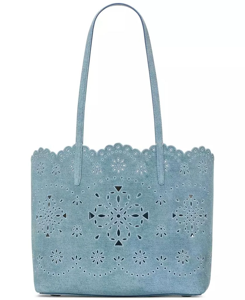 Kate Spade Do It All Spade Flower Perforated Denim Large Tote Bag 4