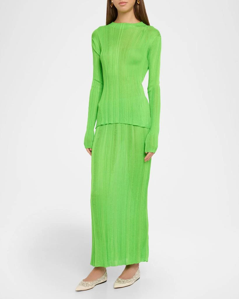 Gabriela Hearst Aveda Mock-Neck Silk Plisse Knit Sweater 2