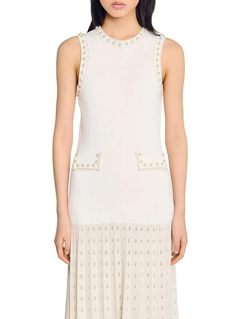Sandro Pearl Bead Knit Maxi Dress 4