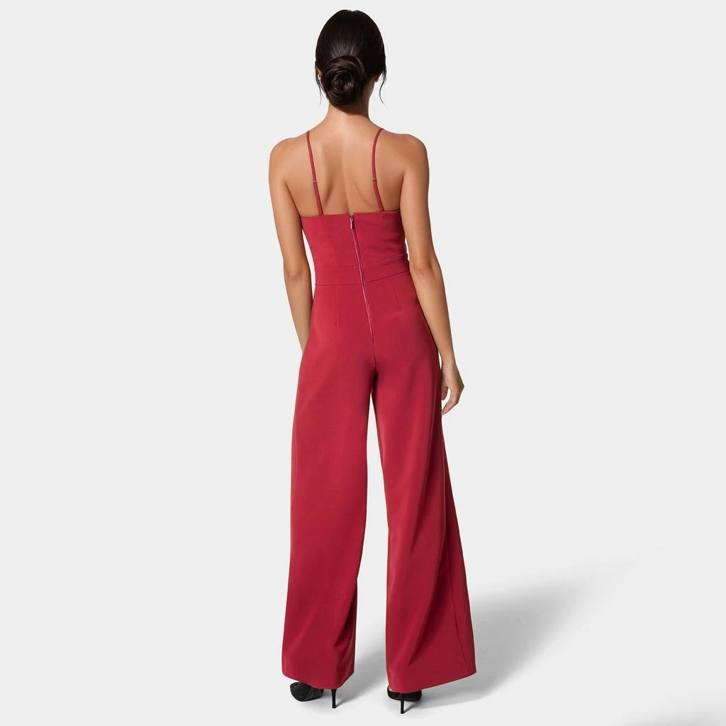 Bebe Women's Tuxedo Lace Combo Ultra Wide Leg Jumpsuit 2