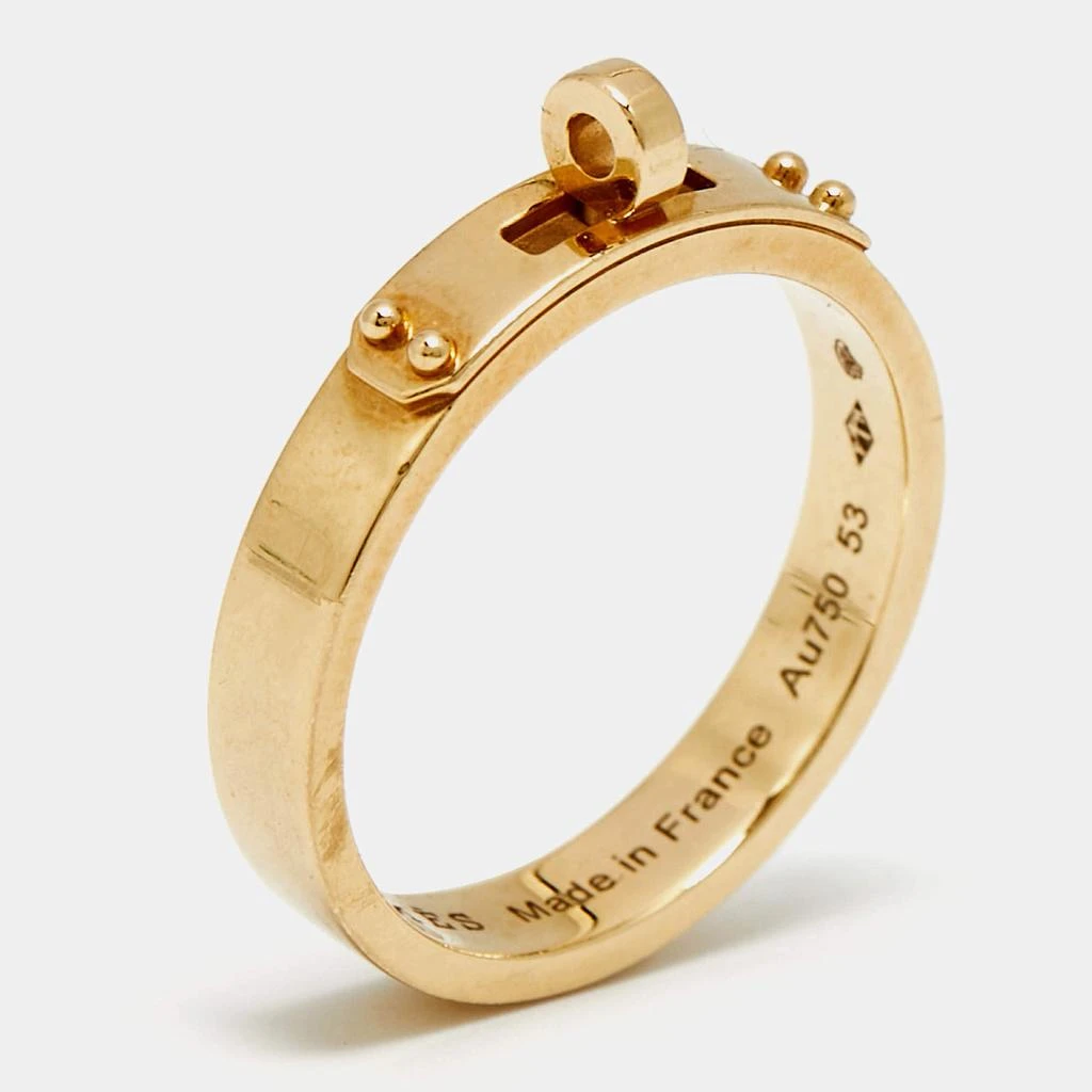 Hermes Hermes Kelly 18K Rose Gold Narrow Band Ring Size 53