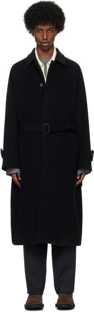 AURALEE Black Mosser Soutien Collar Coat 1