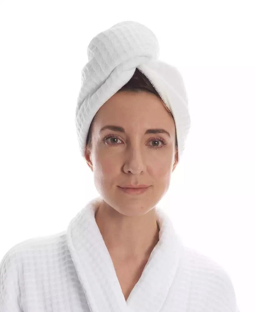 Uchino Waffle Twist Cotton Hair Towel, 10" x 26" 3