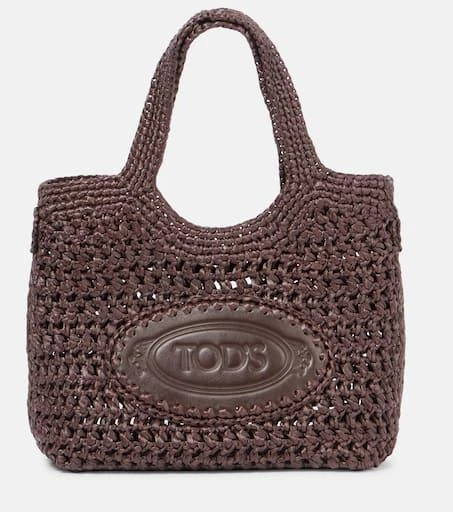 Tod's Logo raffia tote bag 1